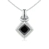 Angara Princess-cut Enhanced Black Diamond Love Knot Pendant In White Gold/black