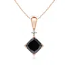 Angara Princess-cut Enhanced Black Diamond Pendant In Rose Gold/black