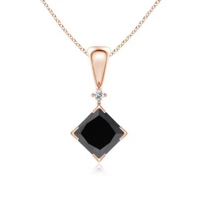 Angara Princess-cut Enhanced Black Diamond Pendant In Gold
