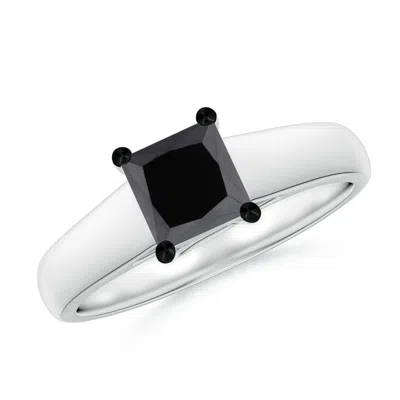 Angara Princess-cut Enhanced Black Diamond Solitaire Engagement Ring In Metallic