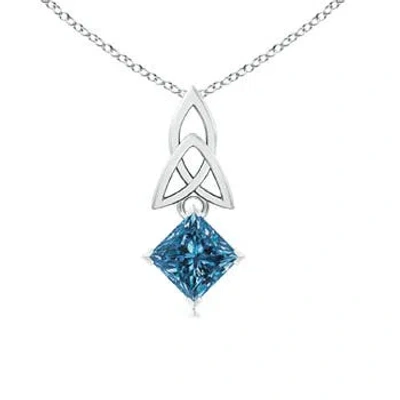 Angara Princess-cut Enhanced Blue Diamond Celtic Knot Pendant In Metallic
