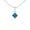Angara Princess-cut Enhanced Blue Diamond Solitaire Pendant In White Gold/teal Blue