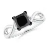Angara Princess-cut Solitaire Enhanced Black Diamond Crossover Ring In White Gold/black