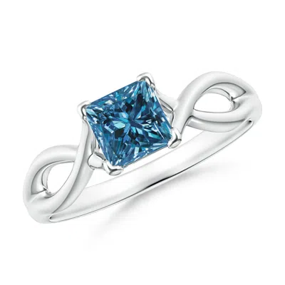 Angara Princess-cut Solitaire Enhanced Blue Diamond Crossover Ring In Metallic