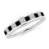 Angara Princess-cut White & Enhanced Black Diamond Half Eternity Ring In White Gold/black