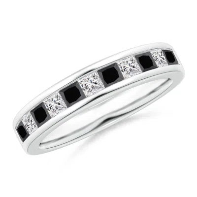 Angara Princess-cut White & Enhanced Black Diamond Half Eternity Ring In Metallic