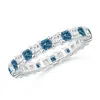 Angara Princess-cut White And Enhanced Blue Diamond Eternity Ring In White Gold/teal Blue