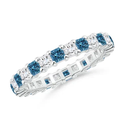 Angara Princess-cut White And Enhanced Blue Diamond Eternity Ring In Metallic
