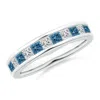Angara Princess-cut White & Enhanced Blue Diamond Half Eternity Ring In White Gold/teal Blue