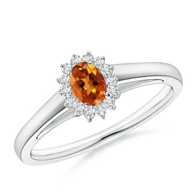 Angara Princess Diana Inspired Citrine Ring With Diamond Halo In Metallic