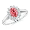 Angara Princess Diana Inspired Fancy Intense Pink Diamond Ring With Halo In White Gold/fancy Intense
