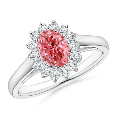 Angara Princess Diana Inspired Fancy Intense Pink Diamond Ring With Halo In Metallic