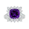 Angara Princess Diana Inspired Gia Certified Cushion Amethyst Ring With Halo In White Gold/dark Purple