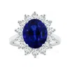 Angara Princess Diana Inspired Gia Certified Oval Blue Sapphire Halo Ring In White Gold/medium To Rich Blue