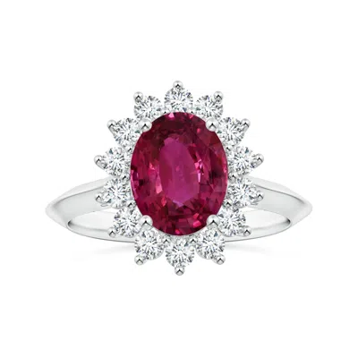 Angara Princess Diana Inspired Gia Certified Oval Pink Sapphire Knife-edge Shank Ring In Red