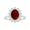 Angara Princess Diana Inspired Gia Certified Oval Ruby Halo Reverse Tapered Shank Ring In White Gold/medium Red
