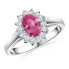 Angara Princess Diana Inspired Pink Sapphire Ring With Diamond Halo In Platinum/rich Pink