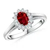 Angara Princess Diana Inspired Ruby Ring With Diamond Halo In White Gold/deep Rich Red
