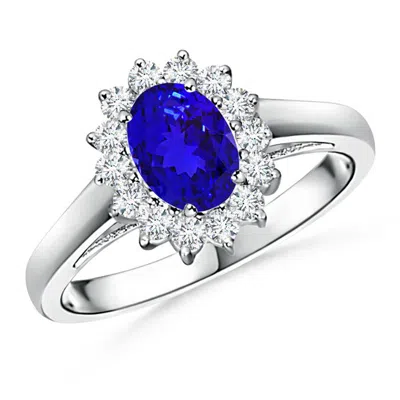Angara Princess Diana Inspired Tanzanite Ring With Diamond Halo In Metallic