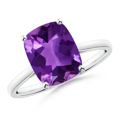 Angara Prong-set Cushion Amethyst Solitaire Ring In Purple