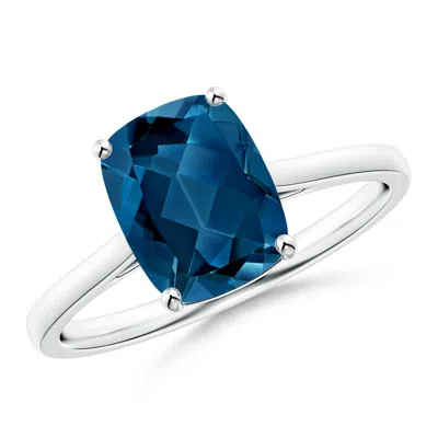 Angara Prong-set Cushion London Blue Topaz Solitaire Ring