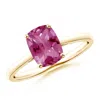 Angara Prong-set Cushion Pink Tourmaline Solitaire Ring In Yellow Gold/rich Pink