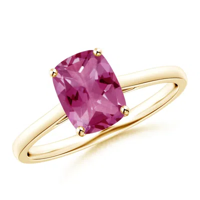 Angara Prong-set Cushion Pink Tourmaline Solitaire Ring