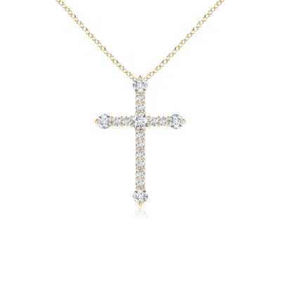 Angara Prong-set Diamond Budded Cross Pendant In Gold