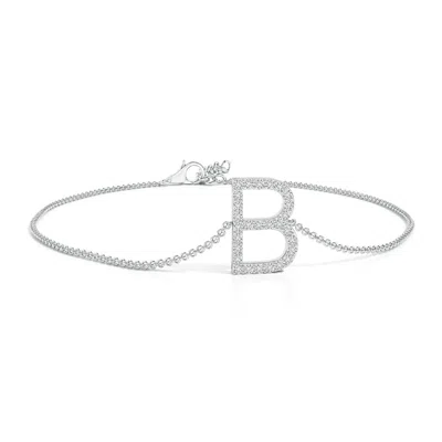 Angara Prong-set Diamond Capital "b" Initial Bracelet In Metallic