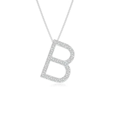 Angara Prong-set Diamond Capital "b" Initial Pendant In Metallic