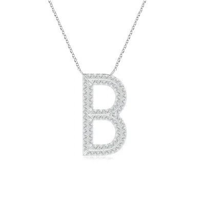 Angara Prong-set Diamond Capital "b" Knife-edge Initial Pendant In Metallic