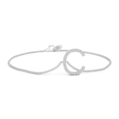 Angara Prong-set Diamond Capital "c" Initial Bracelet In Metallic