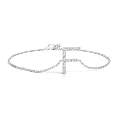Angara Prong-set Diamond Capital "f" Initial Bracelet In Metallic