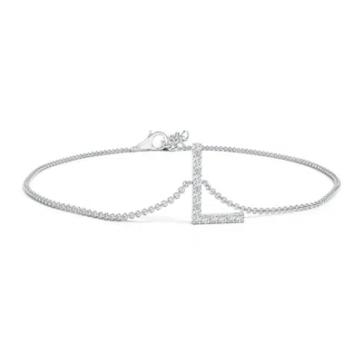 Angara Prong-set Diamond Capital "l" Initial Bracelet In Metallic