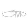 Angara Prong-set Diamond Capital "m" Initial Bracelet In White Gold/h