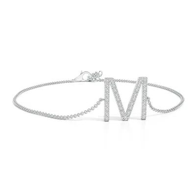 Angara Prong-set Diamond Capital "m" Initial Bracelet In Metallic
