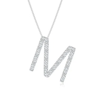 Angara Prong-set Diamond Capital "m" Initial Pendant In Metallic