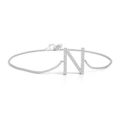 Angara Prong-set Diamond Capital "n" Initial Bracelet In Metallic