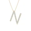 Angara Prong-set Diamond Capital "n" Initial Pendant In Yellow Gold/h