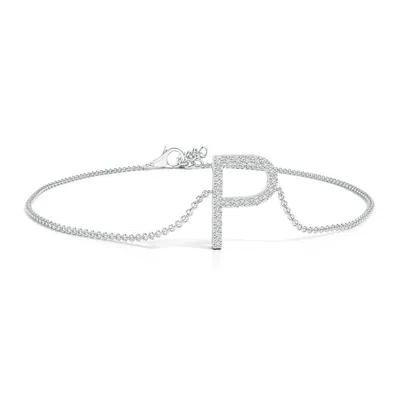 Angara Prong-set Diamond Capital "p" Initial Bracelet In Metallic