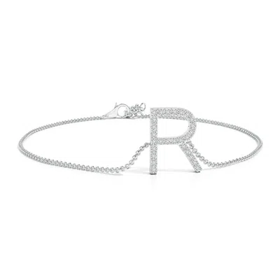 Angara Prong-set Diamond Capital "r" Initial Bracelet In Metallic