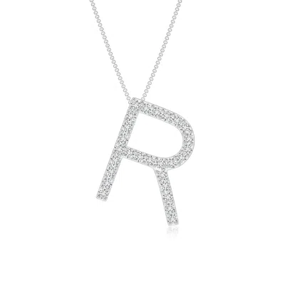Angara Prong-set Diamond Capital "r" Initial Pendant In Metallic