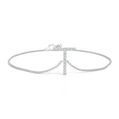 Angara Prong-set Diamond Capital "t" Initial Bracelet In Metallic