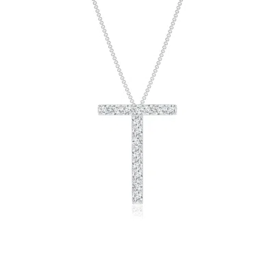 Angara Prong-set Diamond Capital "t" Initial Pendant In Metallic