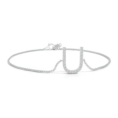 Angara Prong-set Diamond Capital "u" Initial Bracelet In Metallic