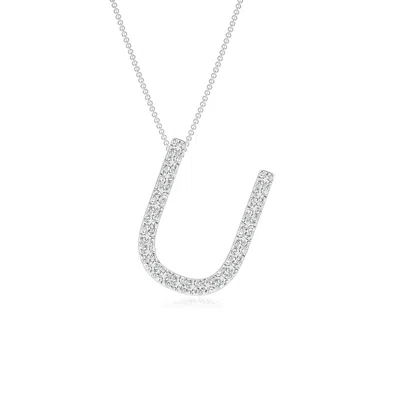 Angara Prong-set Diamond Capital "u" Initial Pendant In Metallic