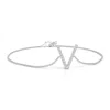 Angara Prong-set Diamond Capital "v" Initial Bracelet In White Gold/g