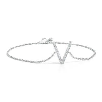 Angara Prong-set Diamond Capital "v" Initial Bracelet In Metallic