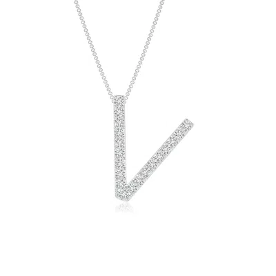 Angara Prong-set Diamond Capital "v" Initial Pendant In White