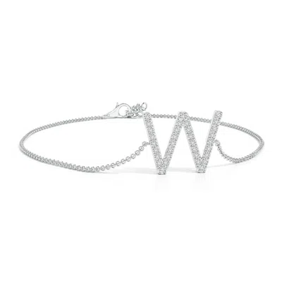 Angara Prong-set Diamond Capital "w" Initial Bracelet In Metallic